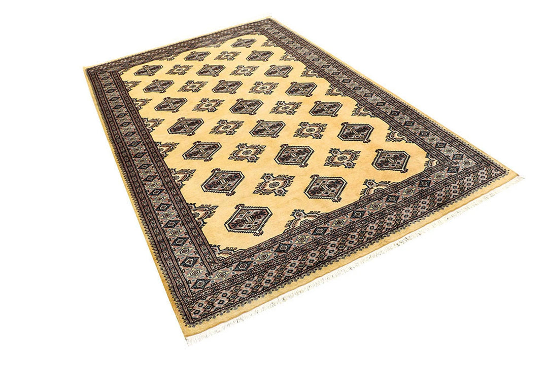 Yellow Pakistani Jaldar Rug 5' 1" x 8' 1" Hand-Knotted | No. QA44844