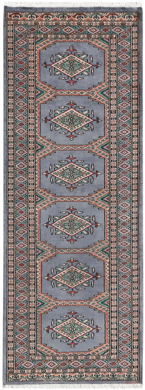 Slate Grey Pakistani Jaldar Rug 2' 2" x 5' 10" Hand-Knotted | No. QA45012