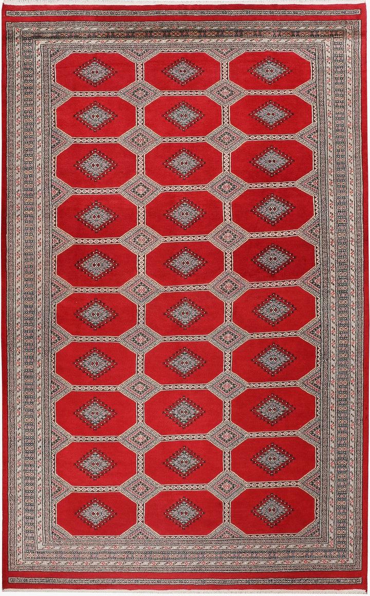 Red Pakistani Jaldar Rug 6' 8" x 10' 10" Hand-Knotted | No. QA45074