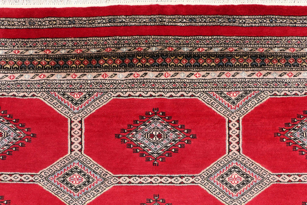 Red Pakistani Jaldar Rug 6' 8" x 10' 10" Hand-Knotted | No. QA45074