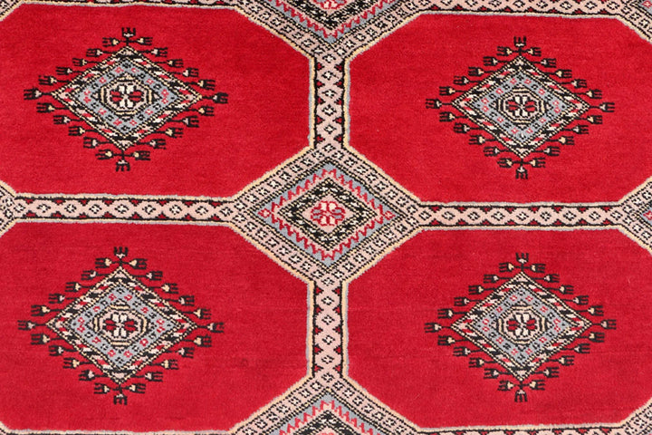 Red Pakistani Jaldar Rug 6' 8" x 10' 10" Hand-Knotted | No. QA45074