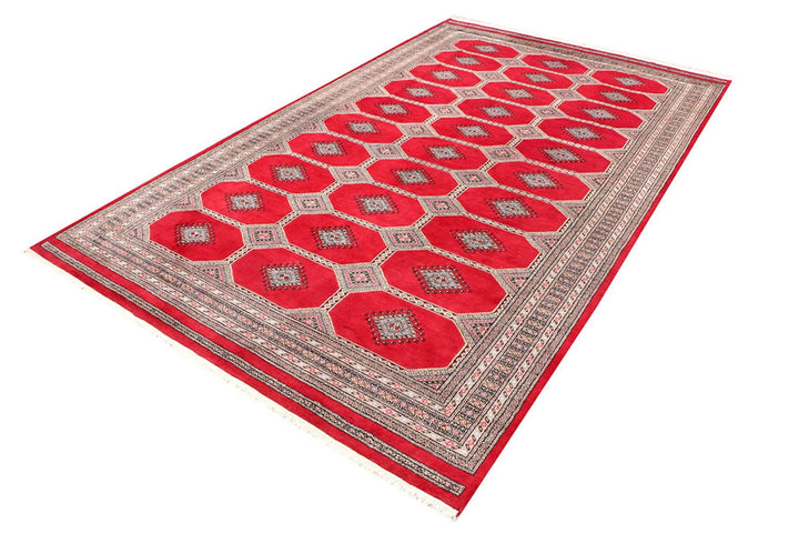 Red Pakistani Jaldar Rug 6' 8" x 10' 10" Hand-Knotted | No. QA45074
