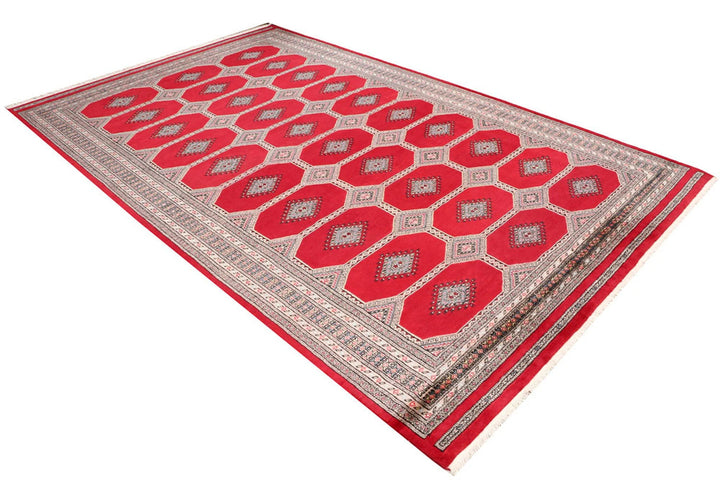 Red Pakistani Jaldar Rug 6' 8" x 10' 10" Hand-Knotted | No. QA45074