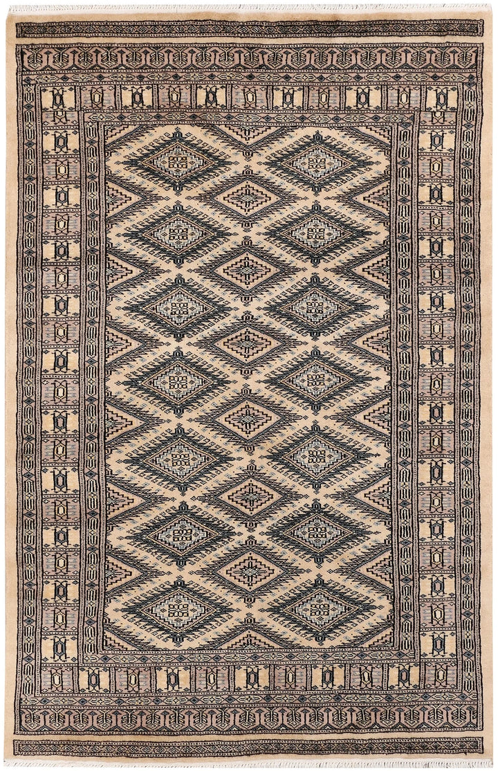 Brown Pakistani Jaldar Rug 3' 11" x 6' 3" Hand-Knotted | No. QA45314