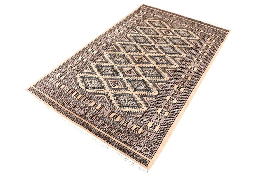 Brown Pakistani Jaldar Rug 3' 11" x 6' 3" Hand-Knotted | No. QA45314
