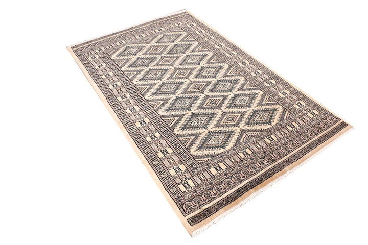 Brown Pakistani Jaldar Rug 3' 11" x 6' 3" Hand-Knotted | No. QA45314