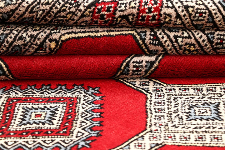 Red Pakistani Jaldar Rug 5' 6" x 8' 9" Hand-Knotted | No. QA45444