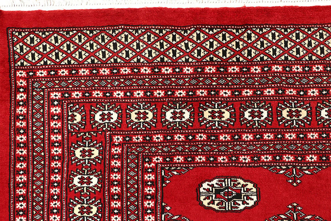 Red Pakistani Bokhara Rug 9' x 11'10" Hand-Knotted | No. QA45549
