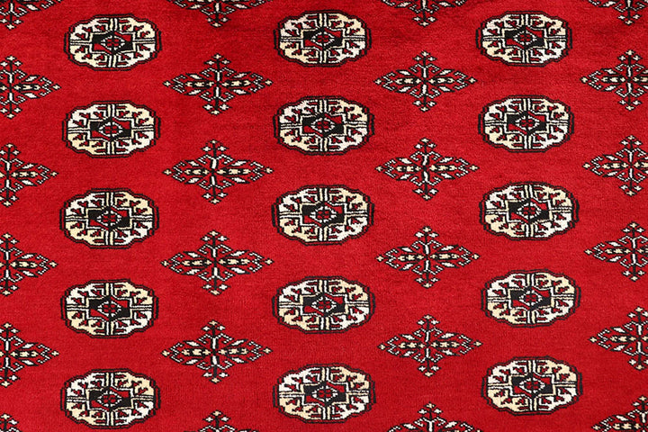 Red Pakistani Bokhara Rug 9' x 11'10" Hand-Knotted | No. QA45549
