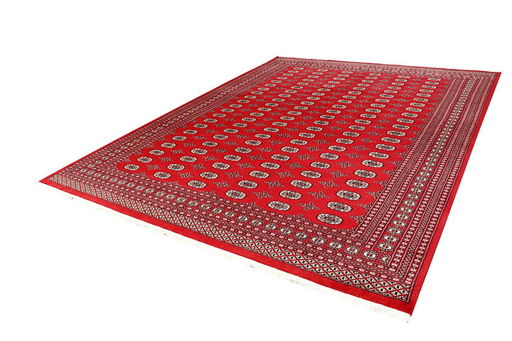 Red Pakistani Bokhara Rug 9' x 11'10" Hand-Knotted | No. QA45549