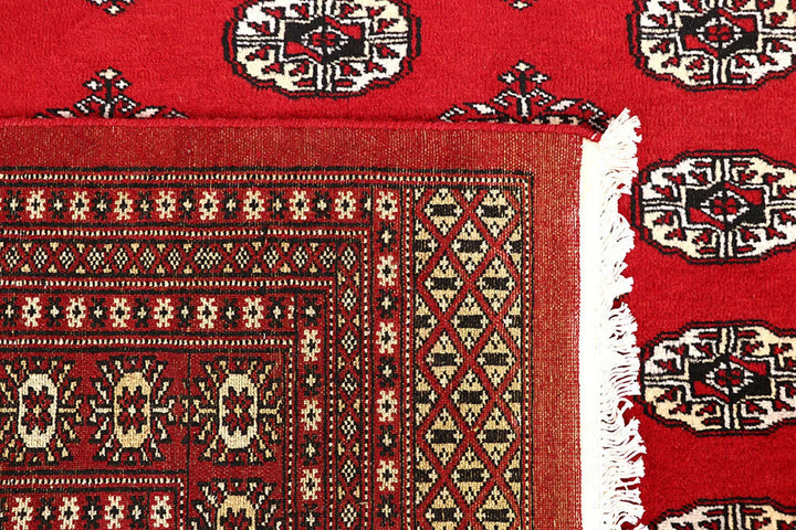 Red Pakistani Bokhara Rug 9' x 11'10" Hand-Knotted | No. QA45549