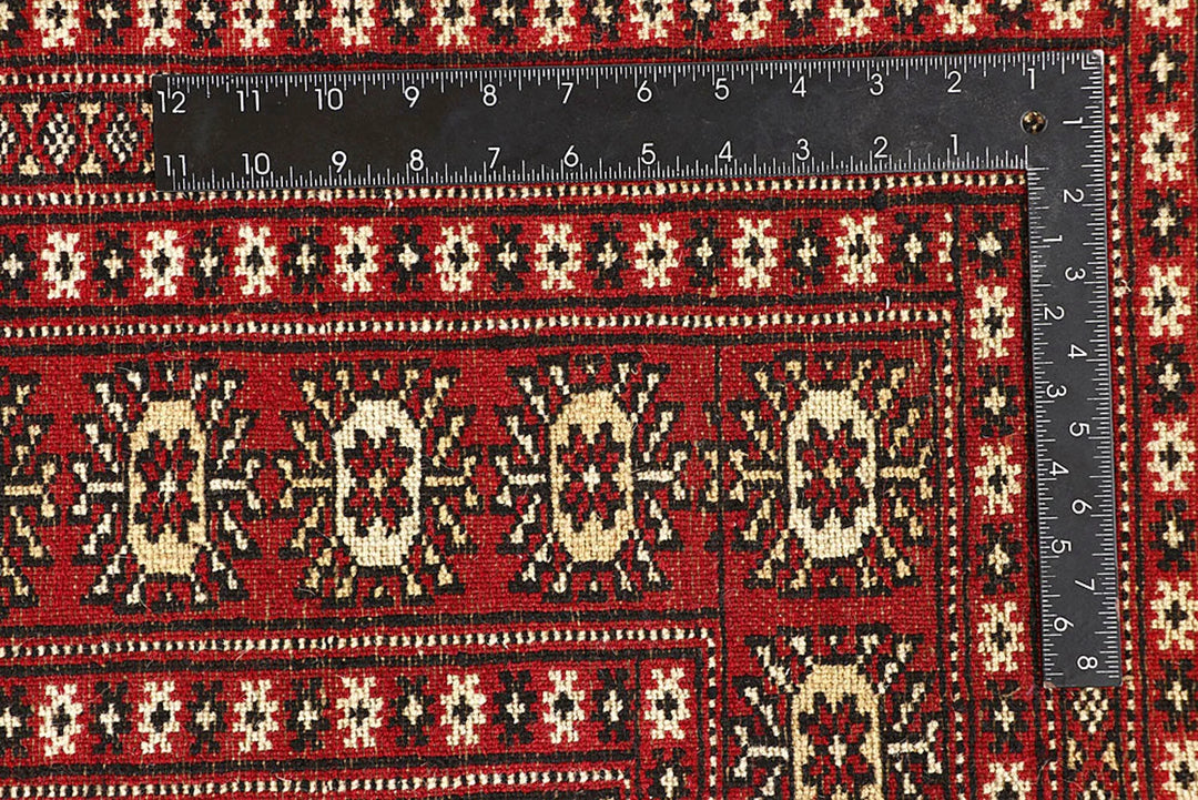 Red Pakistani Bokhara Rug 9' x 11'10" Hand-Knotted | No. QA45549