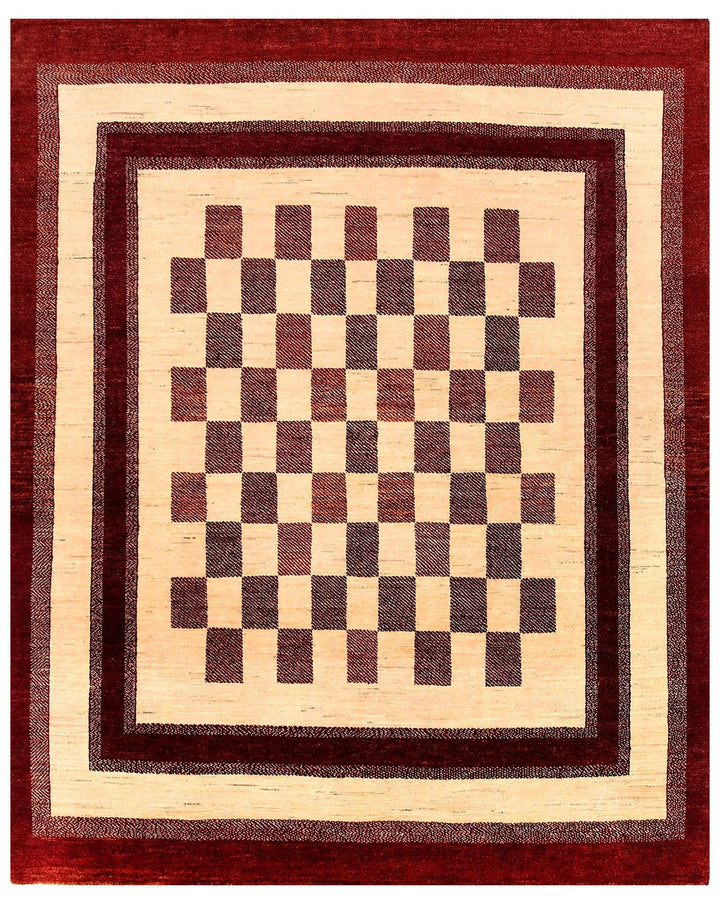 Brown Pakistani Gabbeh Rug 6' 5" x 7' 10" Hand-Knotted | No. QA45551