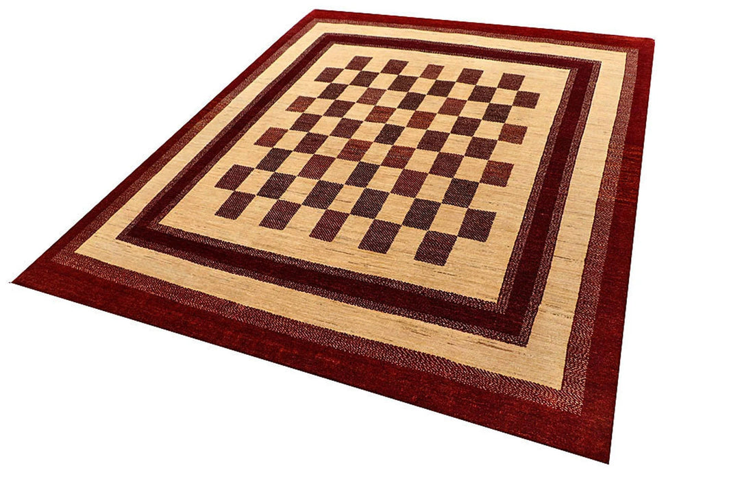 Brown Pakistani Gabbeh Rug 6' 5" x 7' 10" Hand-Knotted | No. QA45551