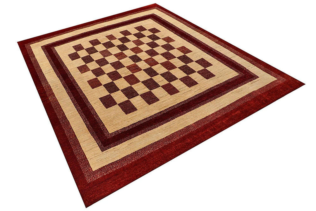 Brown Pakistani Gabbeh Rug 6' 5" x 7' 10" Hand-Knotted | No. QA45551