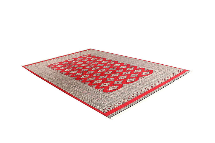 Red Pakistani Jaldar Rug 6' 1" x 8' 11" Hand-Knotted | No. QA45561