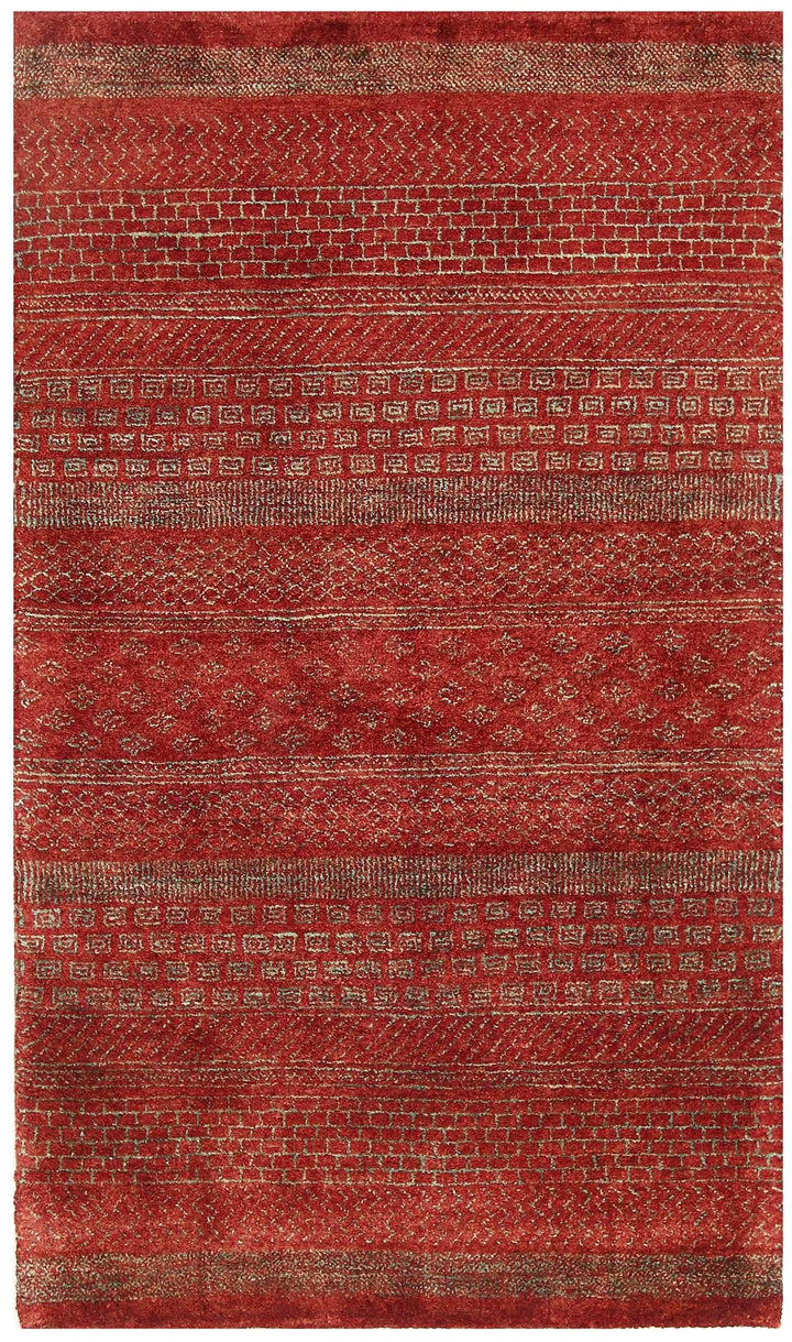 Brown Pakistani Gabbeh Rug 3' x 5'1" Hand-Knotted | No. QA45657