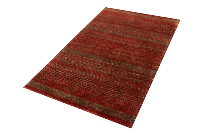 Brown Pakistani Gabbeh Rug 3' x 5'1" Hand-Knotted | No. QA45657