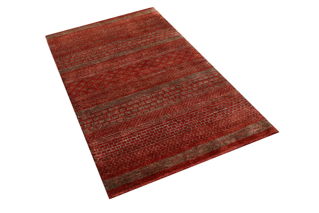 Brown Pakistani Gabbeh Rug 3' x 5'1" Hand-Knotted | No. QA45657