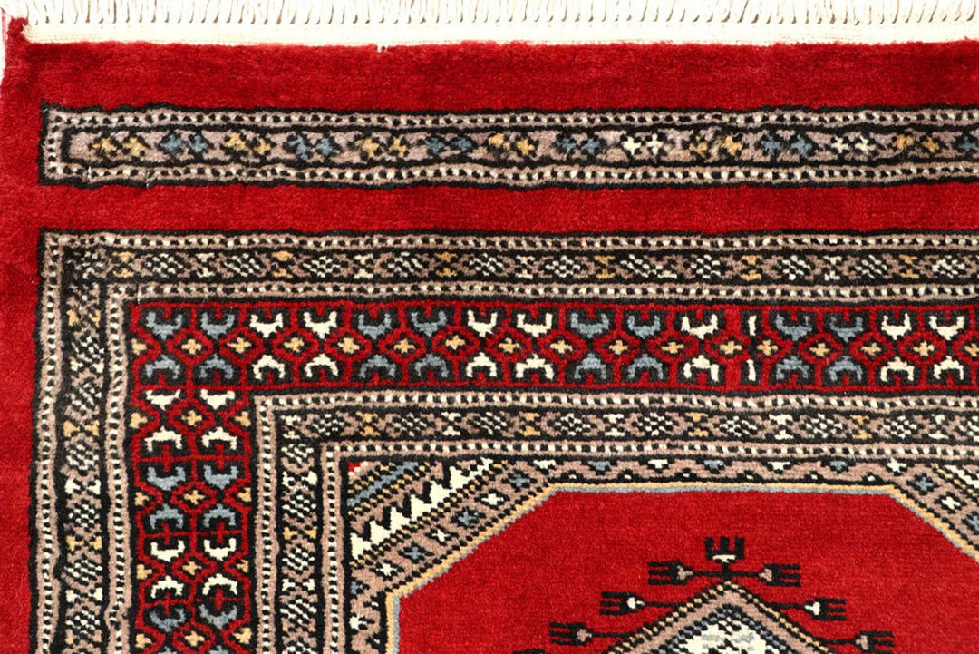 Red Pakistani Jaldar Rug 2' 4" x 9' 8" Hand-Knotted | No. QA45688