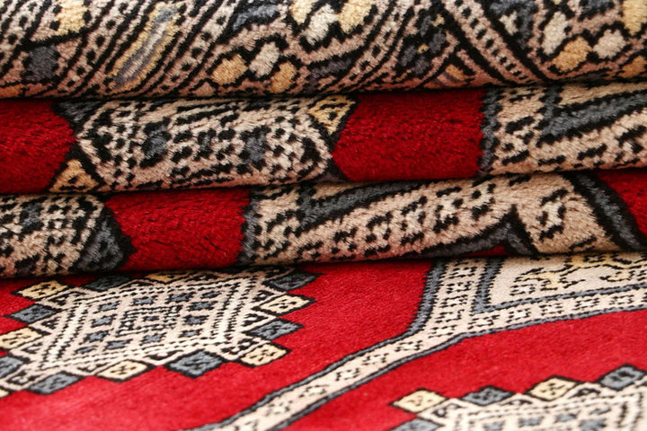 Firebrick Red Pakistani Jaldar Rug 9' 1" x 11' 11" Hand-Knotted | No. QA45915