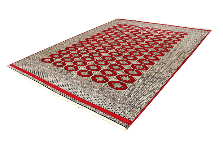 Firebrick Red Pakistani Jaldar Rug 9' 1" x 11' 11" Hand-Knotted | No. QA45915