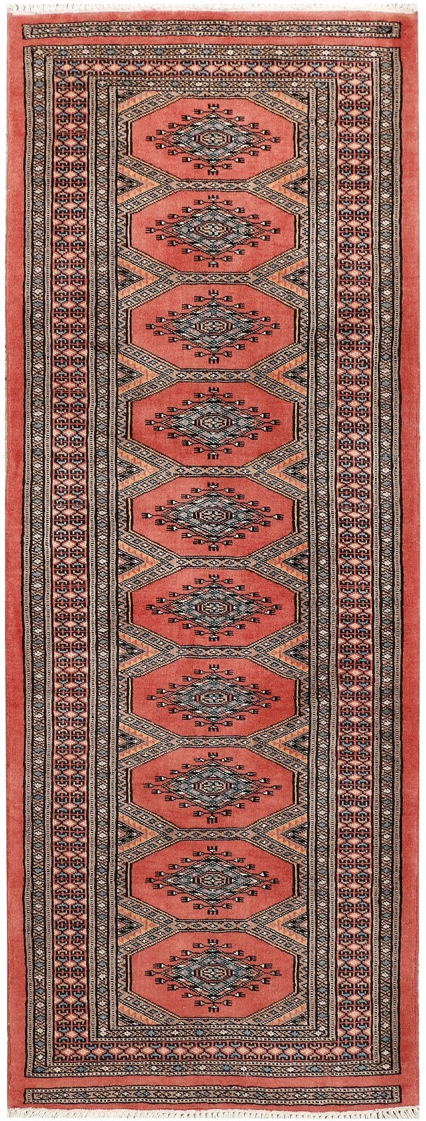 Salmon Pakistani Jaldar Rug 2' 3" x 5' 11" Hand-Knotted | No. QA46118