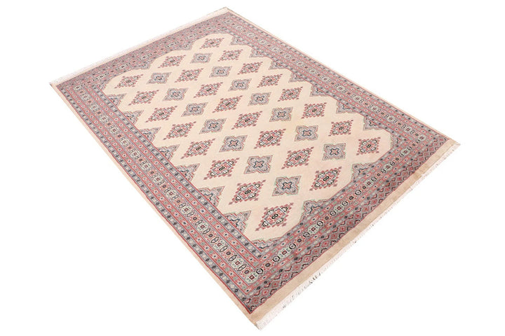 Brown Pakistani Jaldar Rug 4' x 5'7" Hand-Knotted | No. QA46167