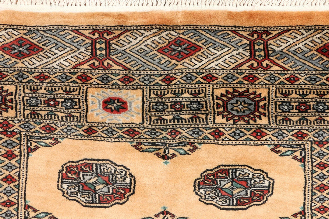Yellow Pakistani Bokhara Rug 3' 2" x 6' 2" Hand-Knotted | No. QA46244