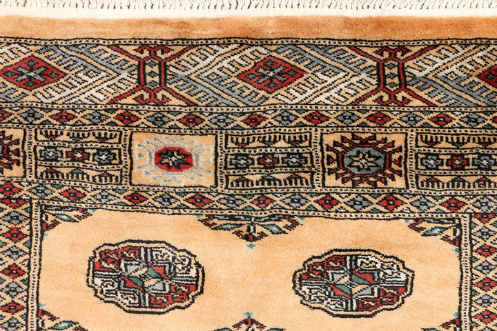 Yellow Pakistani Bokhara Rug 3' 2" x 6' 2" Hand-Knotted | No. QA46244