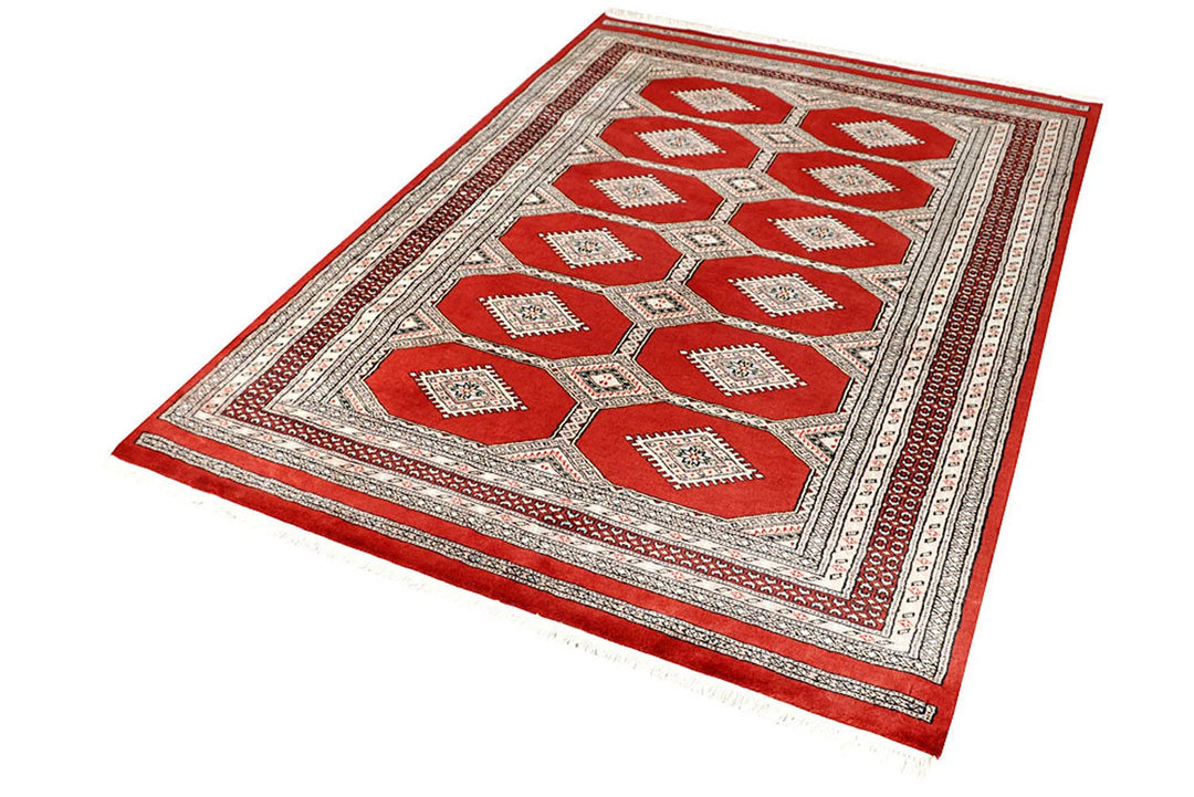 Red Jaldar Rug 4' 8" x 6' 10" Hand-Knotted | No. QA46307