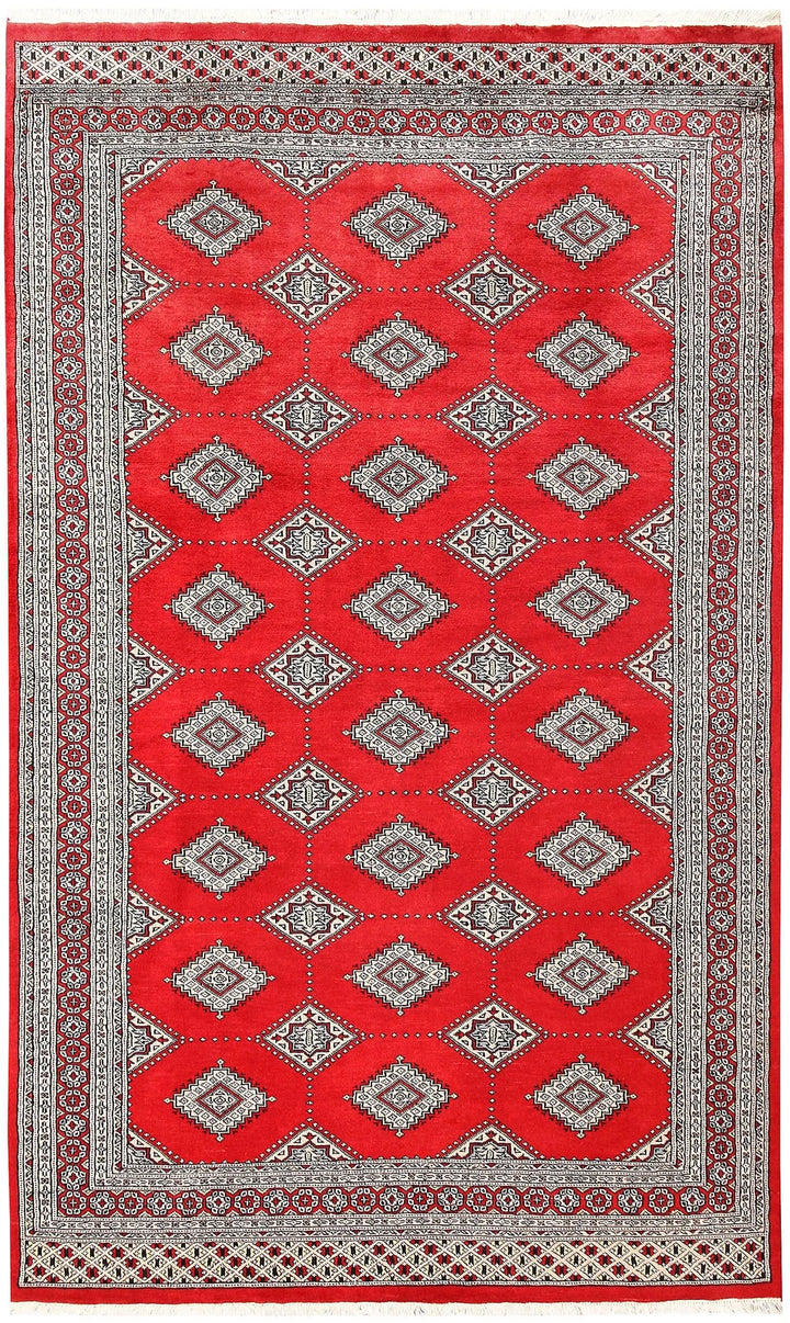 Red Pakistani Jaldar Rug 5' 5" x 8' 11" Hand-Knotted | No. QA46357