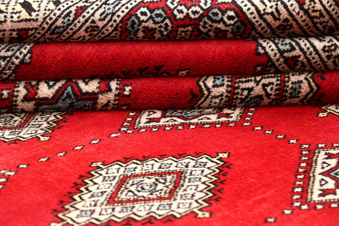 Red Pakistani Jaldar Rug 5' 5" x 8' 11" Hand-Knotted | No. QA46357