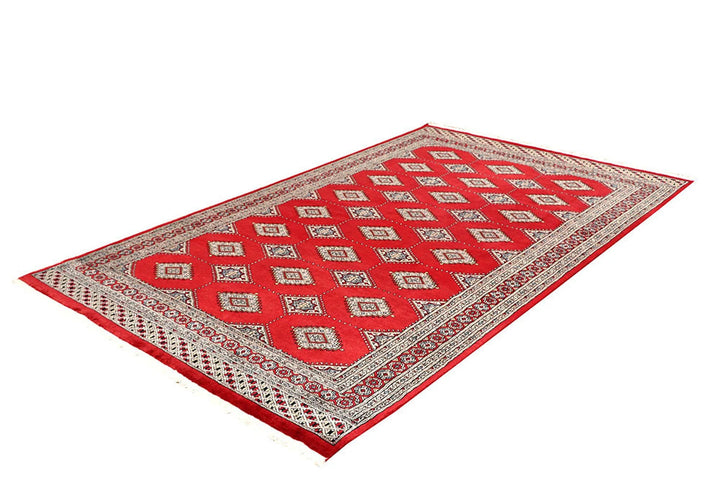 Red Pakistani Jaldar Rug 5' 5" x 8' 11" Hand-Knotted | No. QA46357