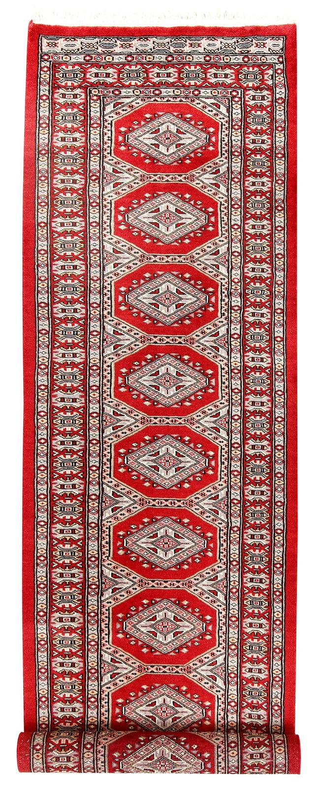 Red Pakistani Jaldar Rug 2' 4" x 9' 5" Hand-Knotted | No. QA46386