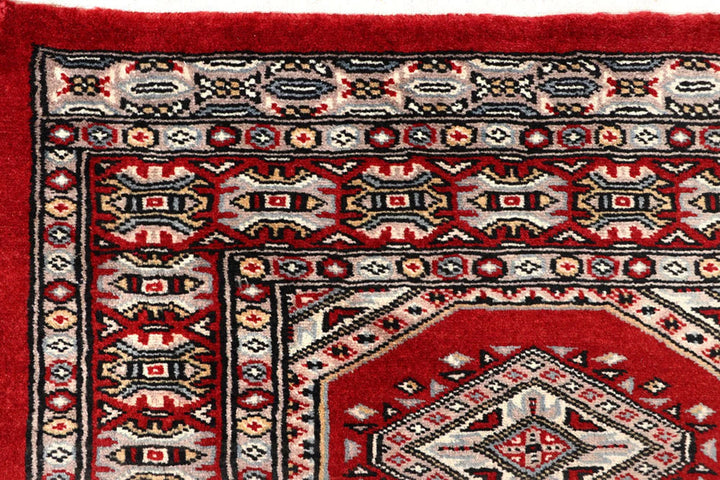 Red Pakistani Jaldar Rug 2' 4" x 9' 5" Hand-Knotted | No. QA46386