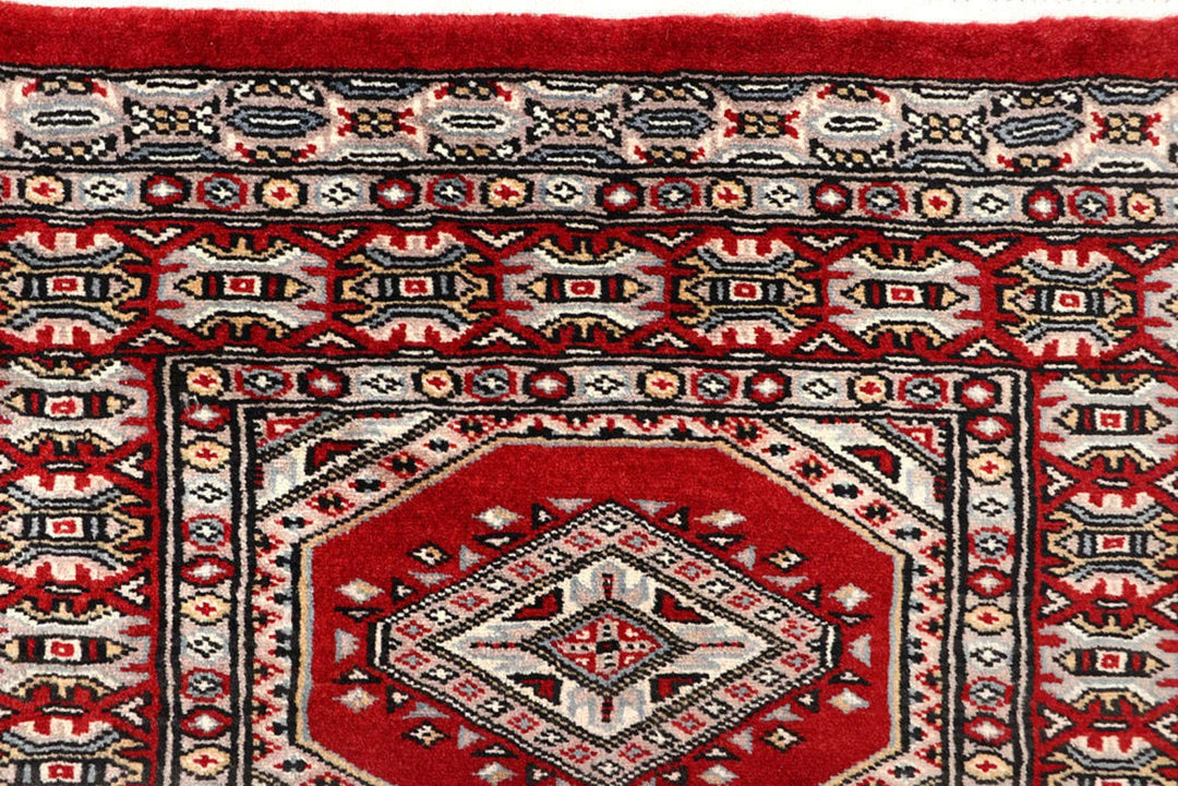 Red Pakistani Jaldar Rug 2' 4" x 9' 5" Hand-Knotted | No. QA46386