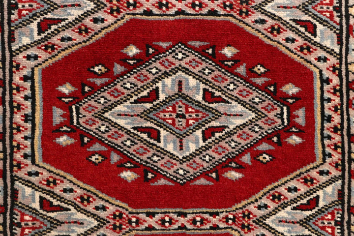 Red Pakistani Jaldar Rug 2' 4" x 9' 5" Hand-Knotted | No. QA46386
