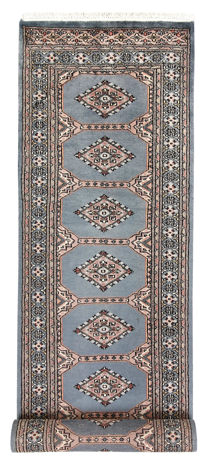 Light Slate Grey Pakistani Jaldar Rug 2' 6" x 10' 5" Hand-Knotted | No. QA46391