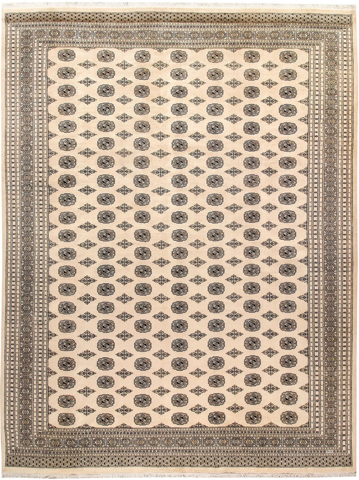 Brown Pakistani Bokhara Rug 10' 2" x 14' Hand-Knotted | No. QA46406