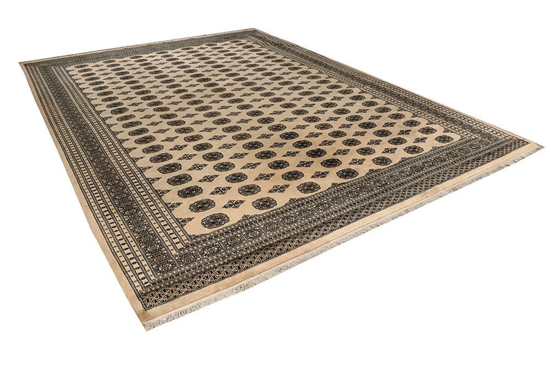 Brown Pakistani Bokhara Rug 10' 2" x 14' Hand-Knotted | No. QA46406