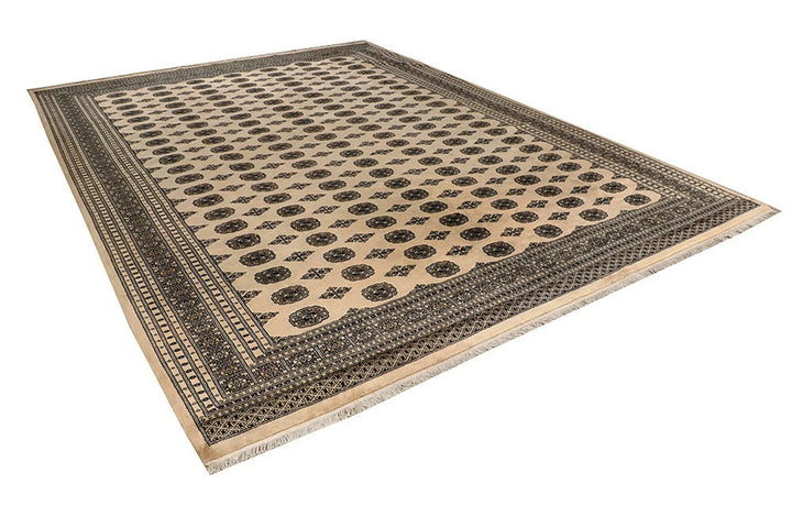 Brown Pakistani Bokhara Rug 10' 2" x 14' Hand-Knotted | No. QA46406