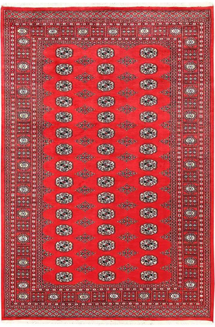 Red Bokhara Rug 5' 6" x 8' 2" Hand-Knotted | No. QA46441