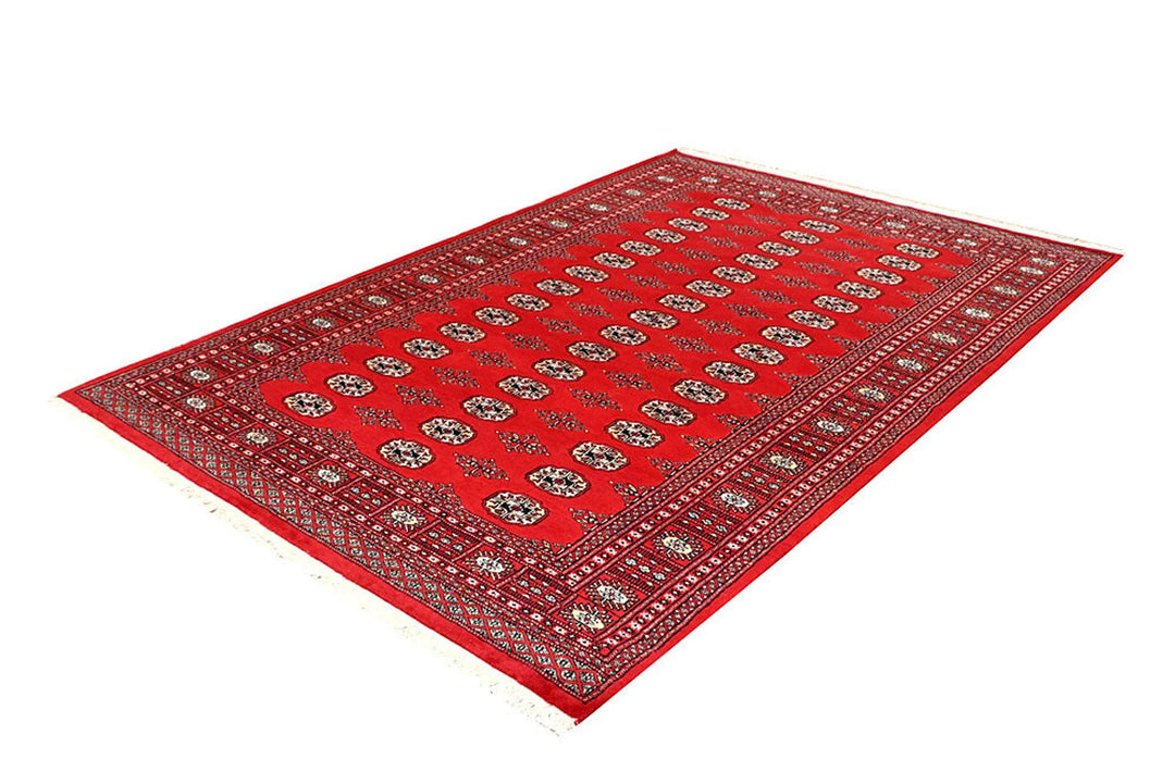 Red Bokhara Rug 5' 6" x 8' 2" Hand-Knotted | No. QA46441
