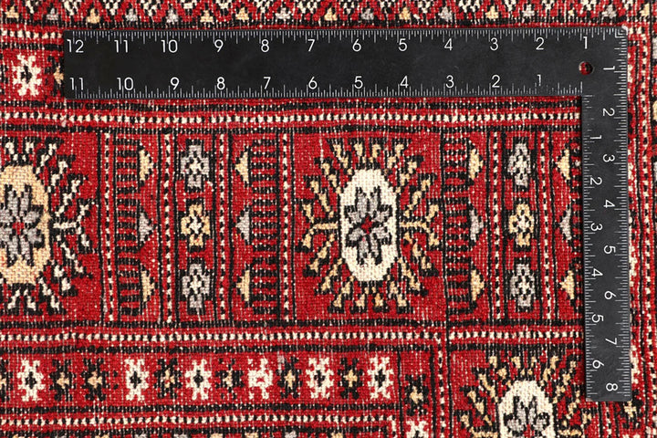 Red Bokhara Rug 5' 6" x 8' 2" Hand-Knotted | No. QA46441