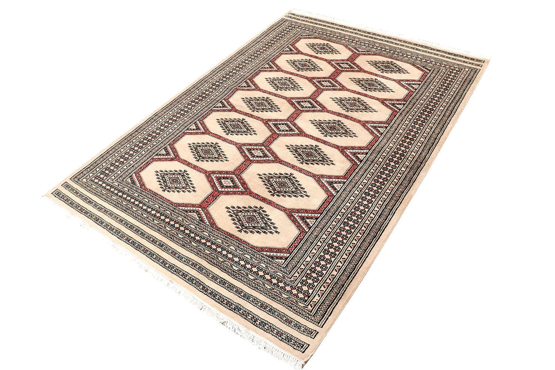 Brown Pakistani Jaldar Rug 4' 3" x 6' 3" Hand-Knotted | No. QA46469