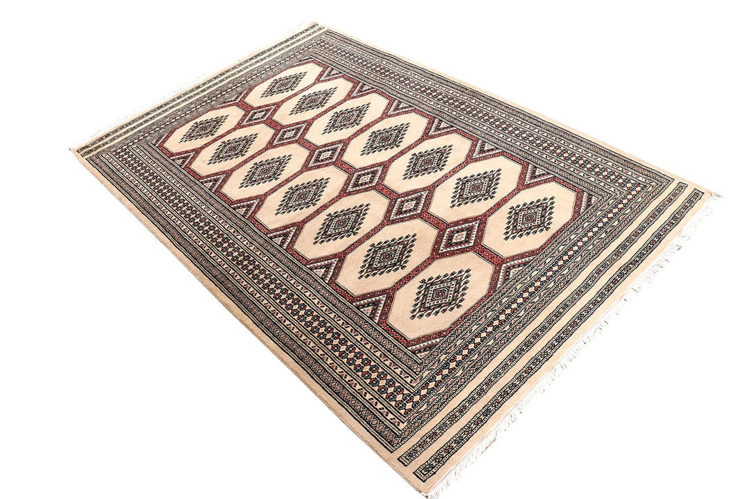 Brown Pakistani Jaldar Rug 4' 3" x 6' 3" Hand-Knotted | No. QA46469