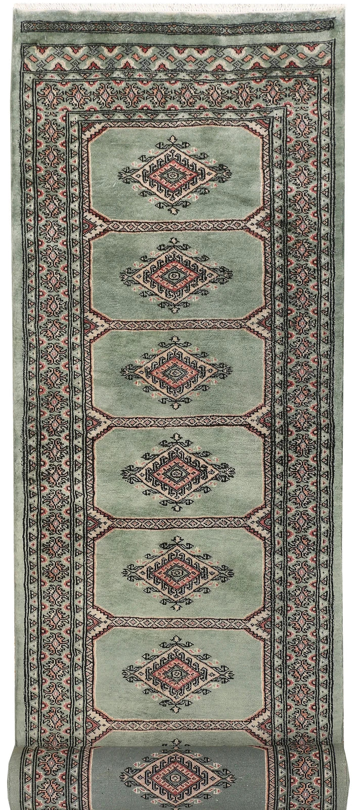 Dark Slate Grey Pakistani Jaldar Runner 2' 7" x 11' 4" Hand-Knotted | No. QA46646