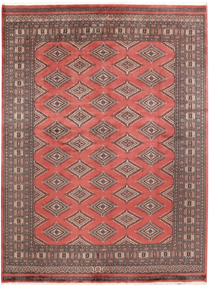 Salmon Pakistani Jaldar Rug 5' 7" x 7' 7" Hand-Knotted | No. QA46648