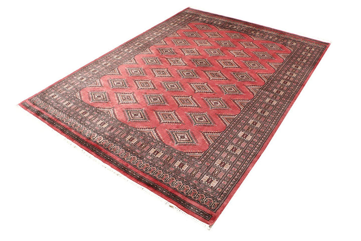Salmon Pakistani Jaldar Rug 5' 7" x 7' 7" Hand-Knotted | No. QA46648